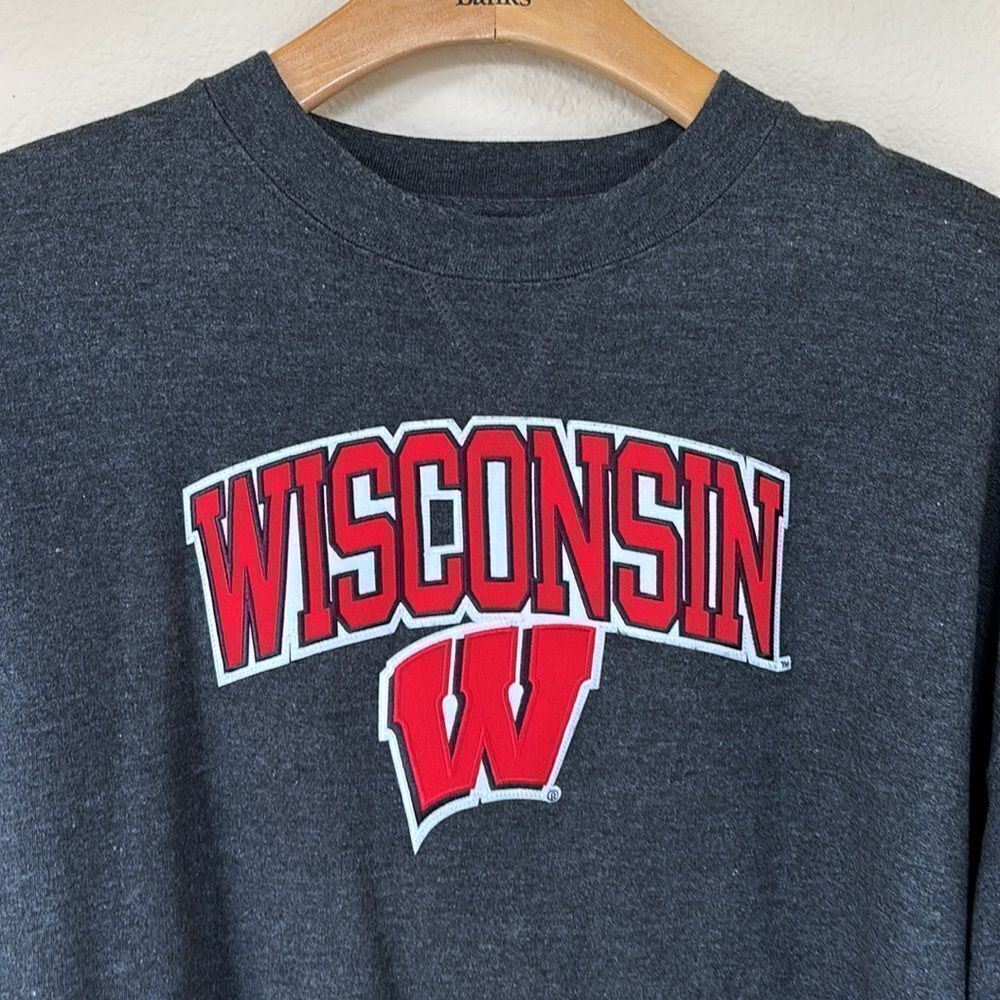 Wisconsin Sweatshirt Crewneck Gray XL UW Madison Badgers Tailgate - Picture 2 of 7